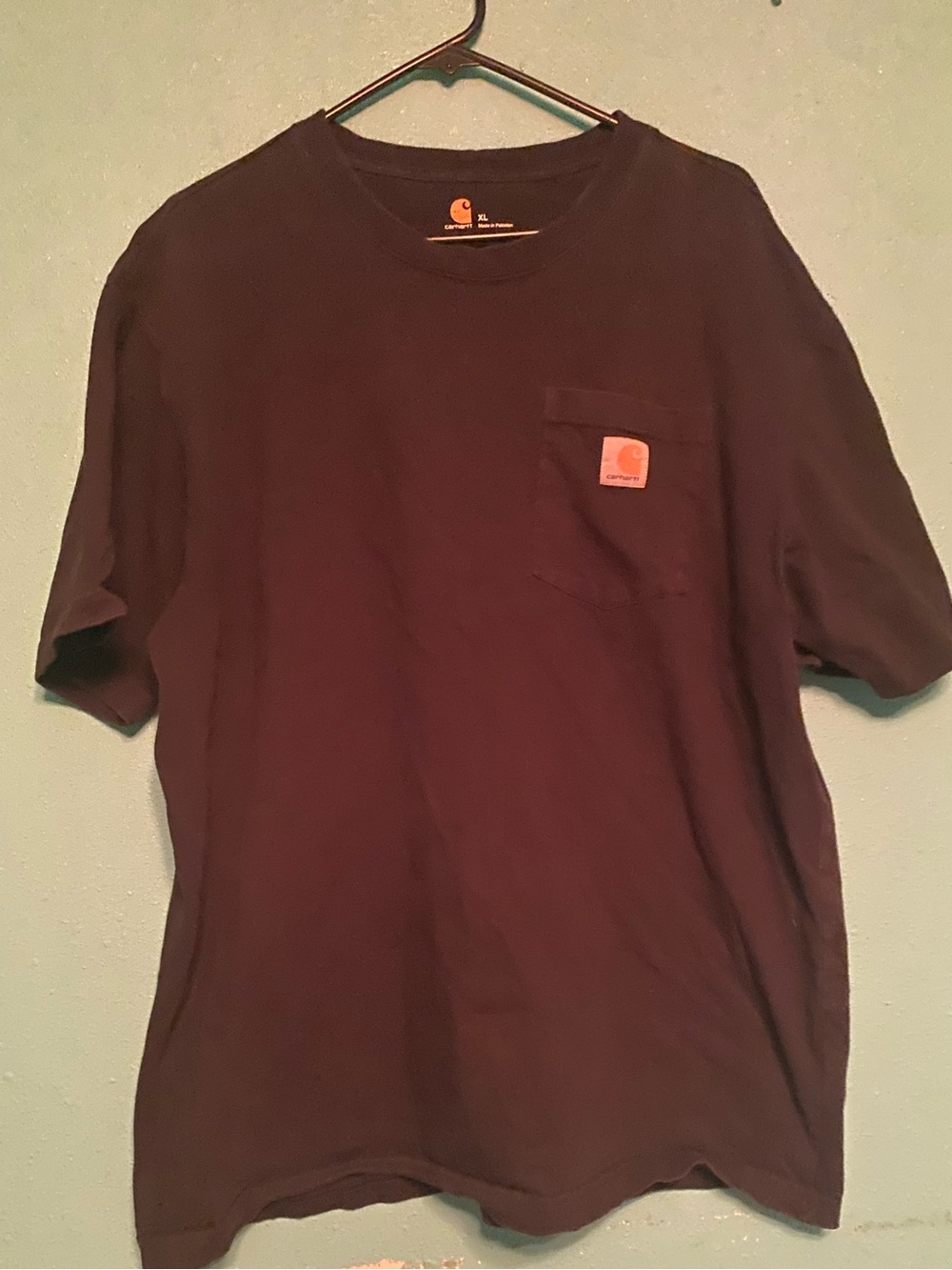 Carhartt Short-Sleeve Pocket Tee in Black with Orange Logo